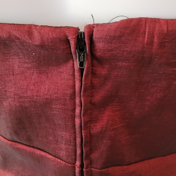 Betsy & Adam burgundy strapless formal gown - 14 - Picture 5 of 10